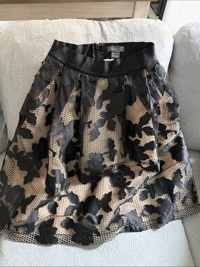 Gracia Black and Nude Floral Circle Skirt